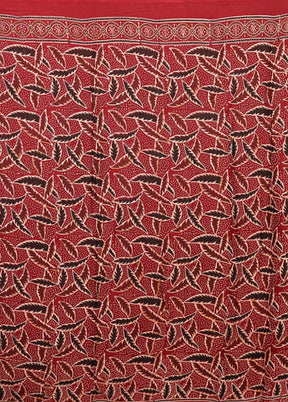 Maroon Printed Pure Silk Saree Without Blouse Piece