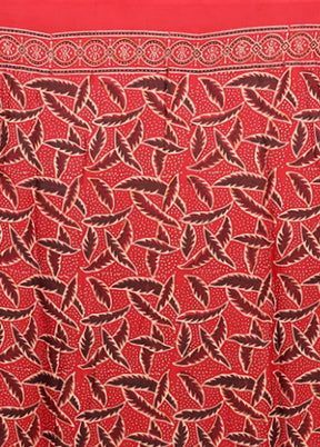 Red Printed Pure Silk Saree Without Blouse Piece