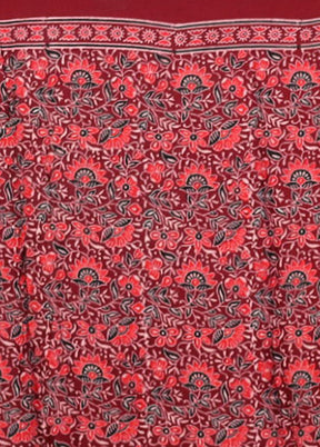 Maroon Printed Pure Silk Saree Without Blouse Piece
