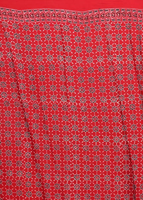 Maroon Printed Pure Silk Saree Without Blouse Piece