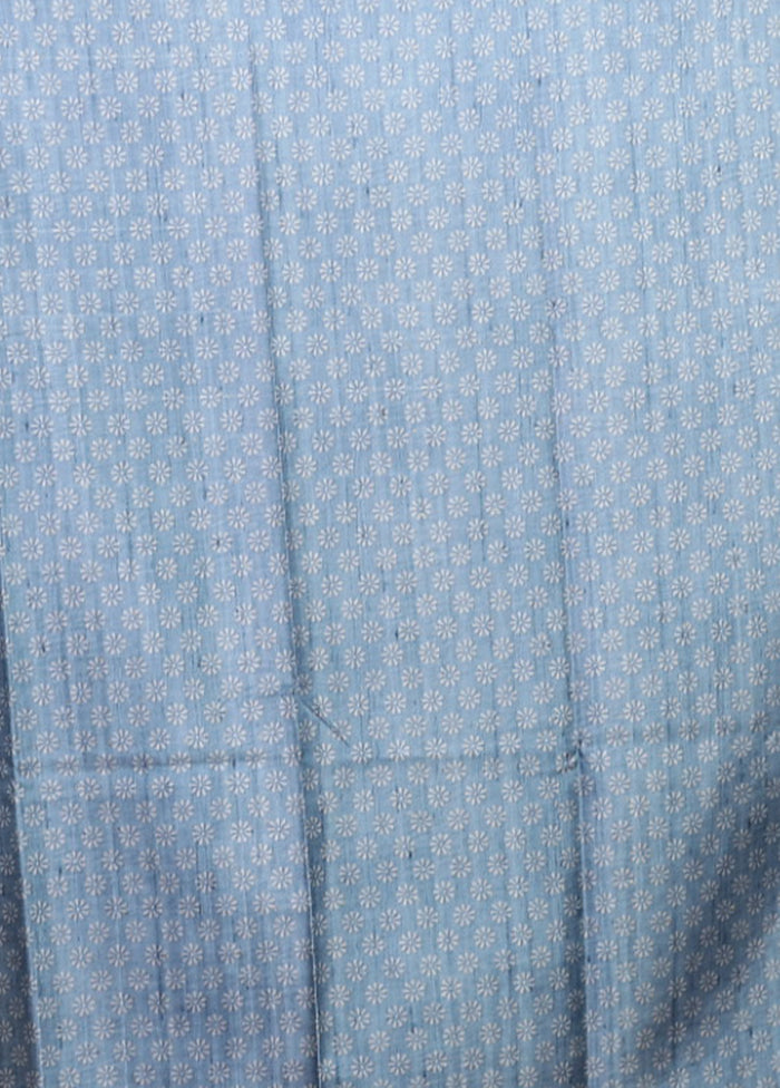 Blue Tussar Silk Saree With Blouse Piece