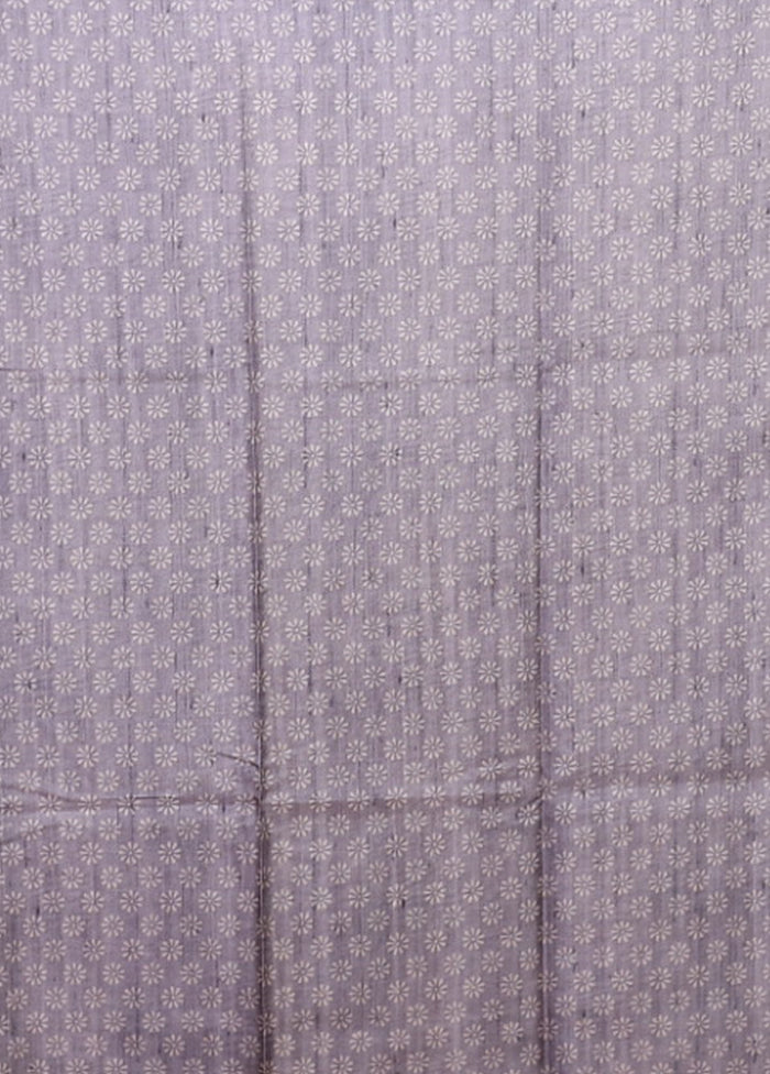 Grey Tussar Silk Saree With Blouse Piece