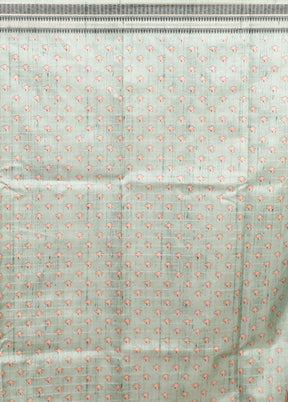 Green Tussar Silk Saree With Blouse Piece