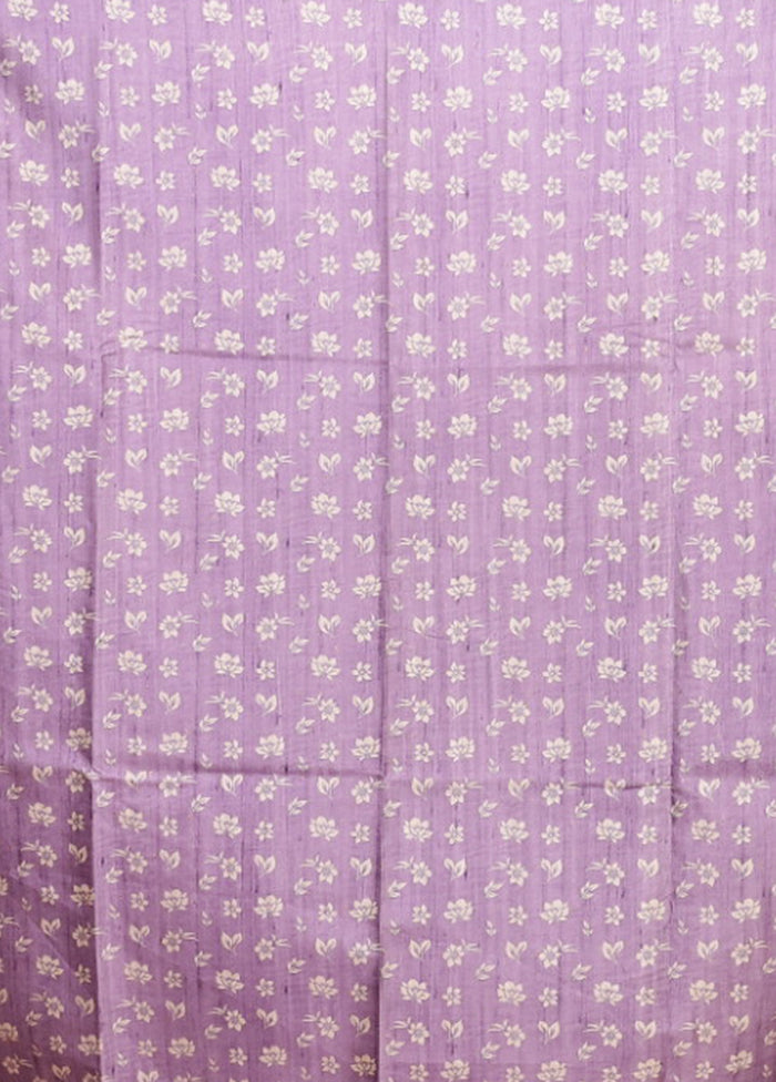 Purple Tussar Silk Saree With Blouse Piece