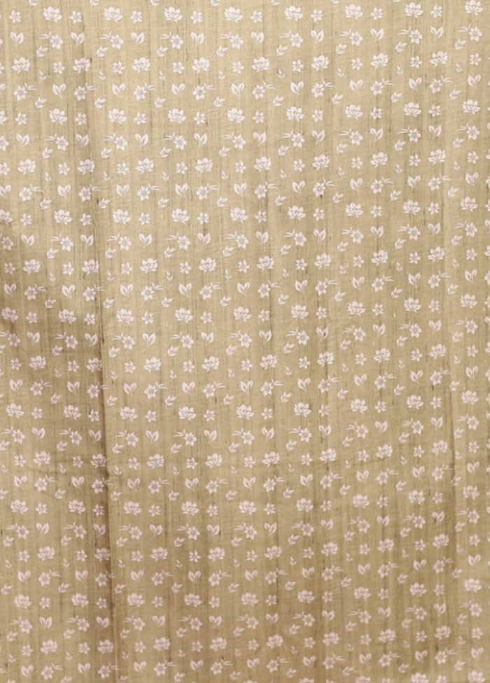 Green Tussar Silk Saree With Blouse Piece