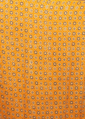 Yellow Printed Pure Silk Saree Without Blouse Piece