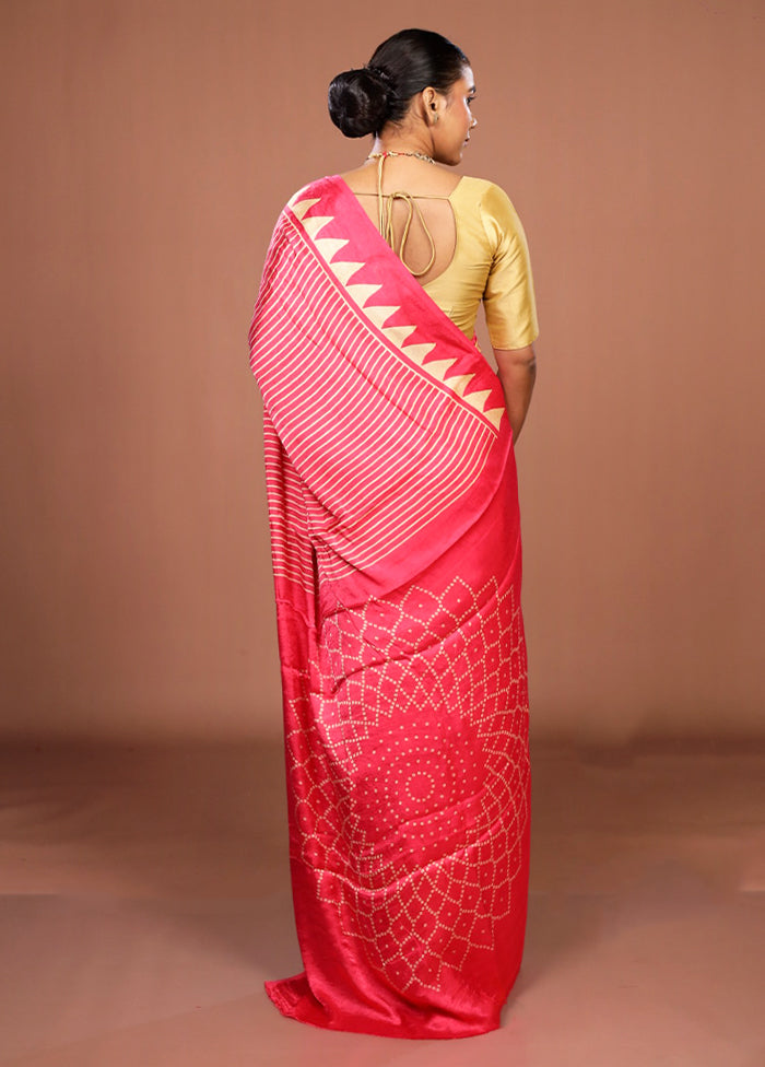 Pink Modal Silk Saree With Blouse Piece