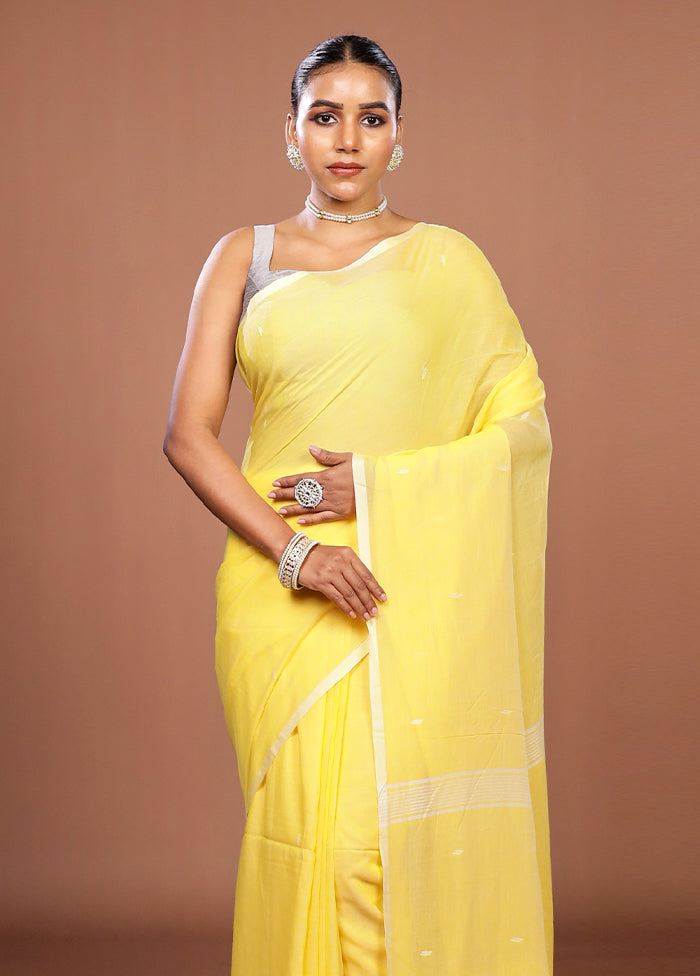 Yellow Matka Silk Saree With Blouse Piece