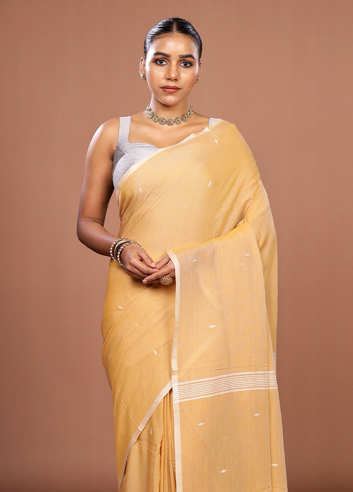 Yellow Matka Silk Saree With Blouse Piece
