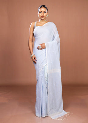 Blue Matka Silk Saree With Blouse Piece