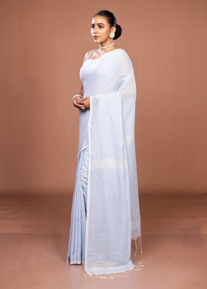 Blue Matka Silk Saree With Blouse Piece