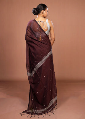 Maroon Matka Silk Saree With Blouse Piece