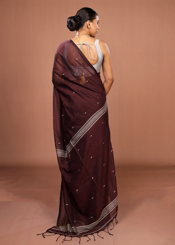 Maroon Matka Silk Saree With Blouse Piece
