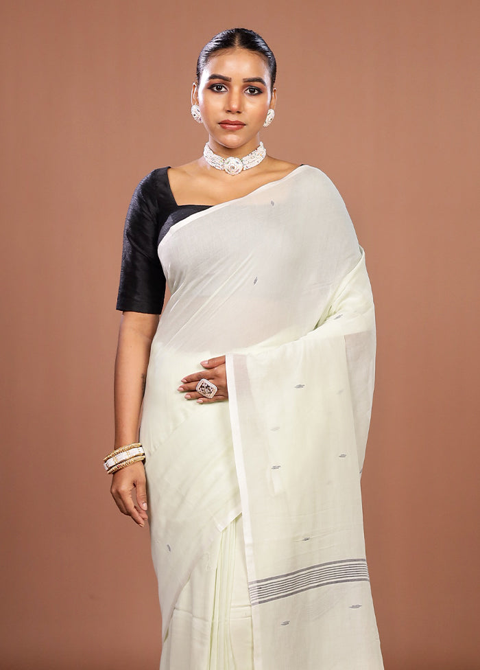 Cream Matka Silk Saree With Blouse Piece