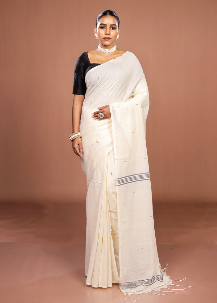 White Matka Silk Saree With Blouse Piece