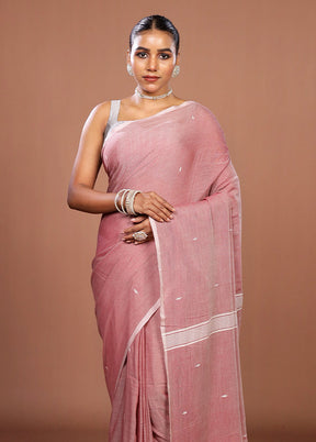 Pink Matka Silk Saree With Blouse Piece