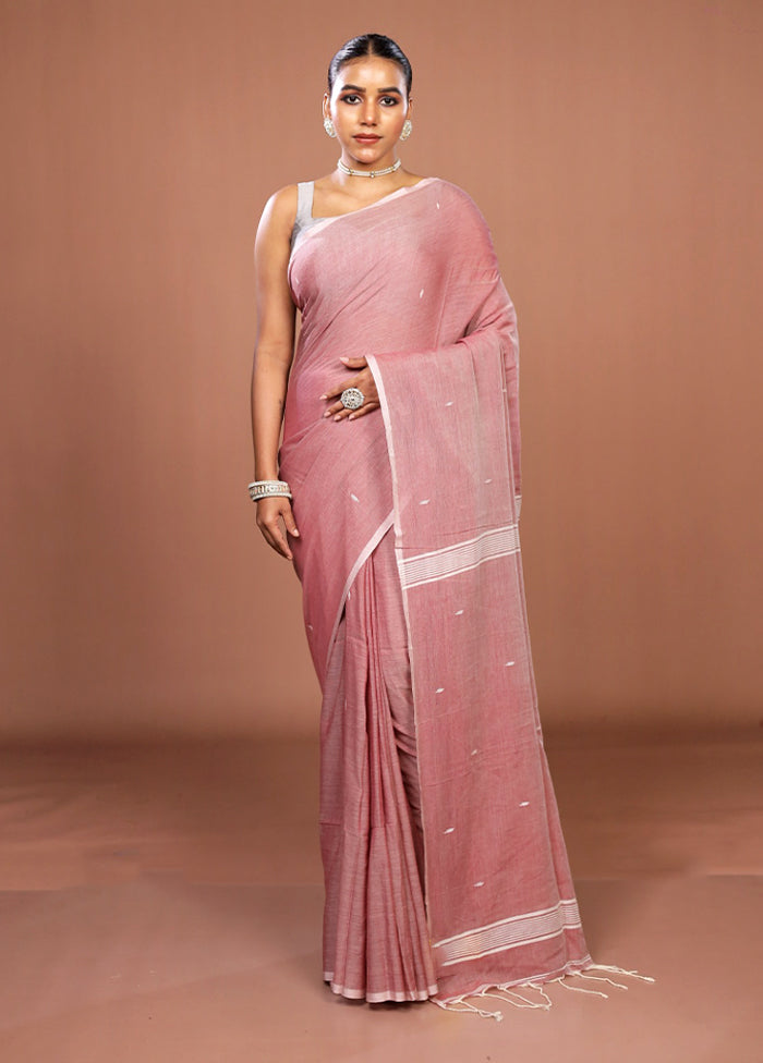 Pink Matka Silk Saree With Blouse Piece