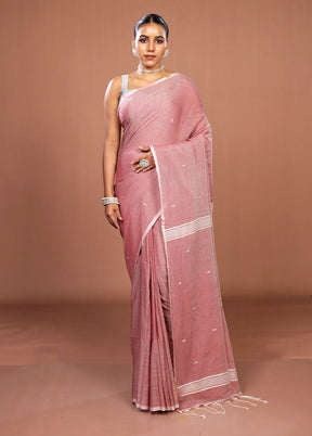 Pink Matka Silk Saree With Blouse Piece