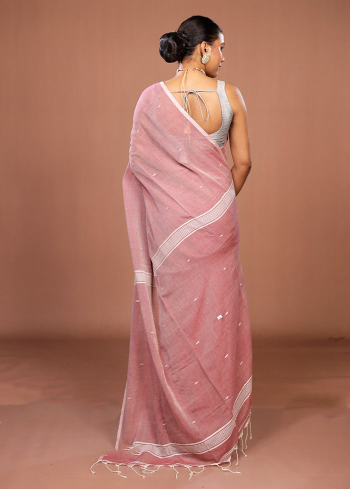Pink Matka Silk Saree With Blouse Piece