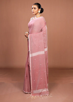 Pink Matka Silk Saree With Blouse Piece