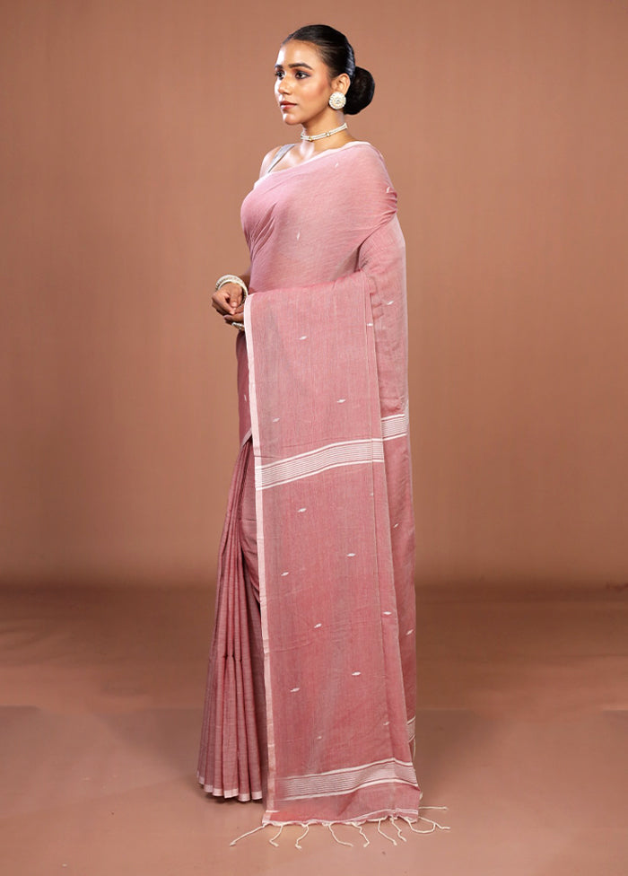 Pink Matka Silk Saree With Blouse Piece