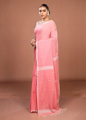 Pink Matka Silk Saree With Blouse Piece