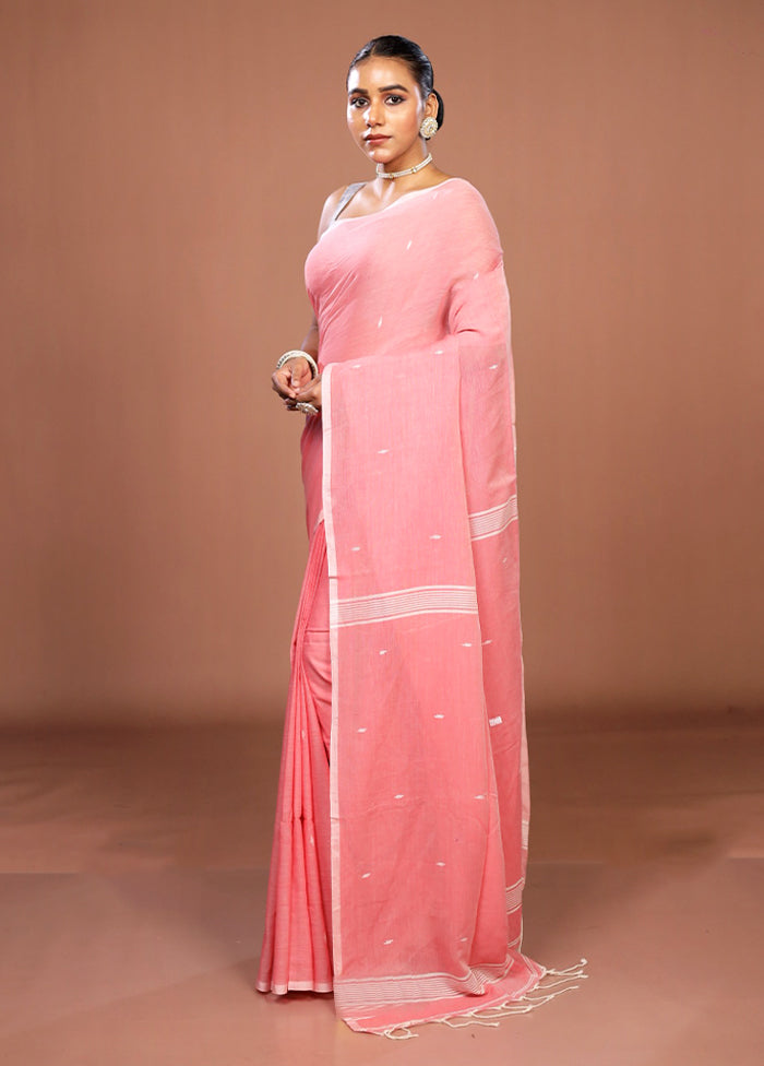 Pink Matka Silk Saree With Blouse Piece