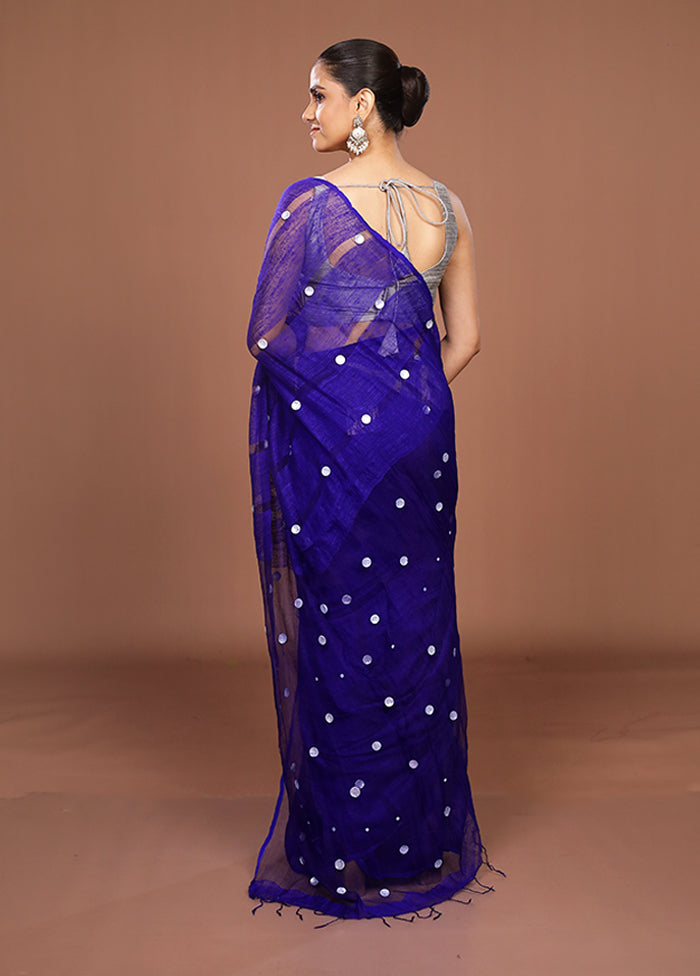 Blue Matka Silk Saree With Blouse Piece