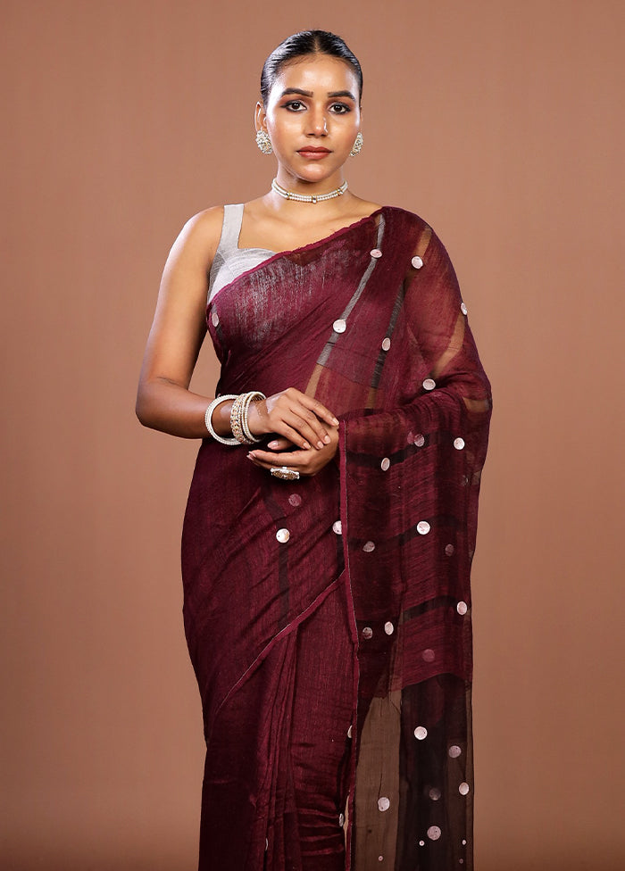 Purple Matka Silk Saree With Blouse Piece