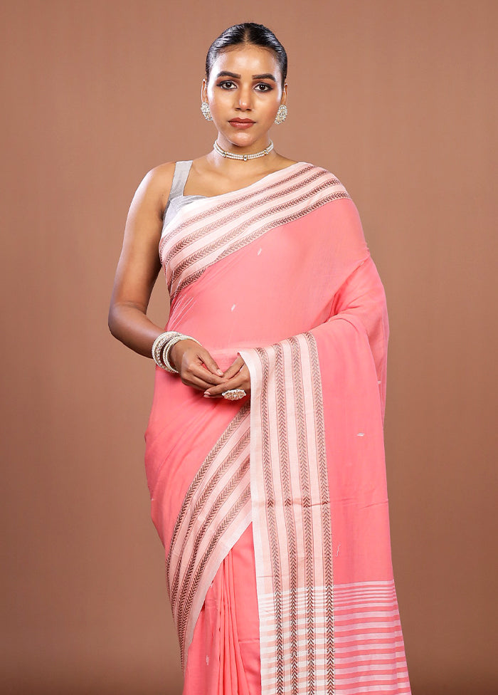 Pink Matka Silk Saree With Blouse Piece