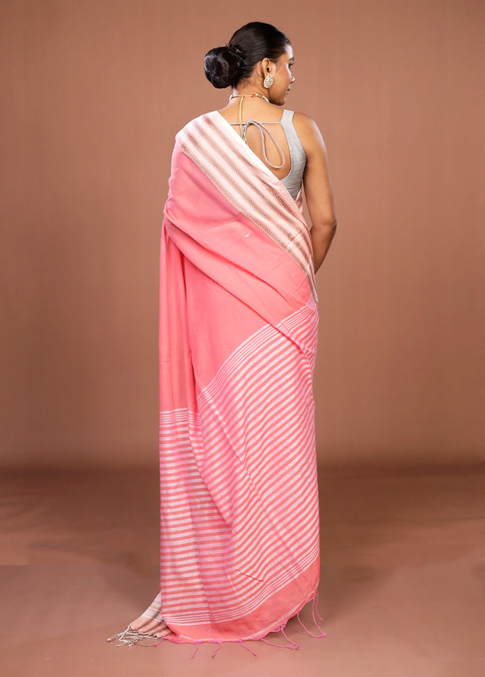 Pink Matka Silk Saree With Blouse Piece