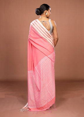 Pink Matka Silk Saree With Blouse Piece