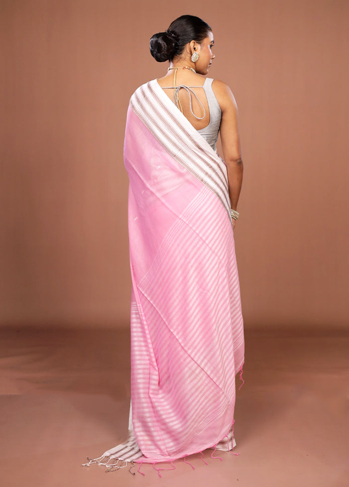Pink Matka Silk Saree With Blouse Piece