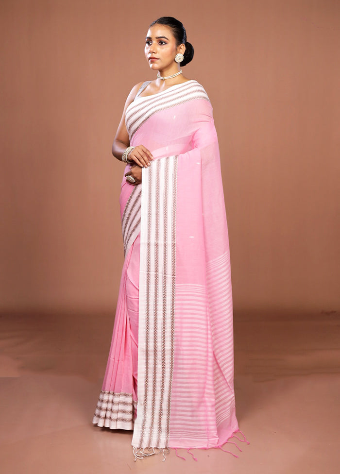 Pink Matka Silk Saree With Blouse Piece