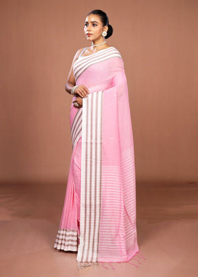 Pink Matka Silk Saree With Blouse Piece