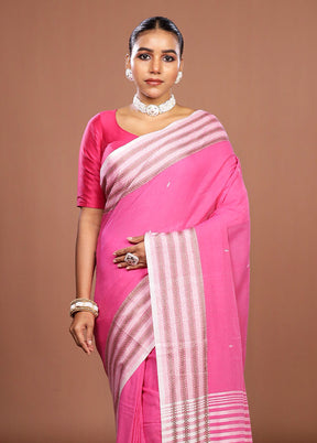 Pink Matka Silk Saree With Blouse Piece