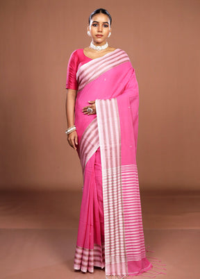 Pink Matka Silk Saree With Blouse Piece