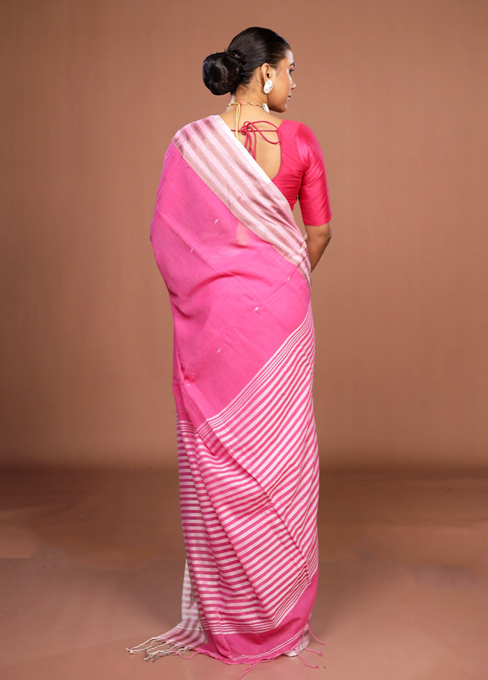 Pink Matka Silk Saree With Blouse Piece