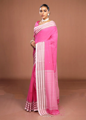 Pink Matka Silk Saree With Blouse Piece