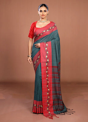 Green Matka Silk Saree With Blouse Piece