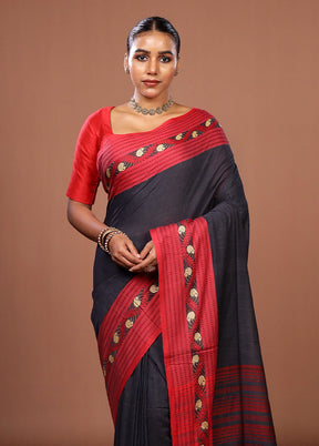 Grey Matka Silk Saree With Blouse Piece