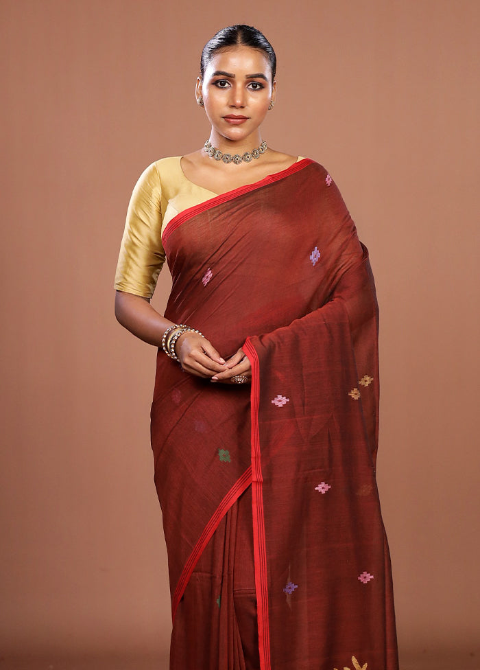 Maroon Matka Silk Saree With Blouse Piece