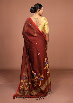 Maroon Matka Silk Saree With Blouse Piece
