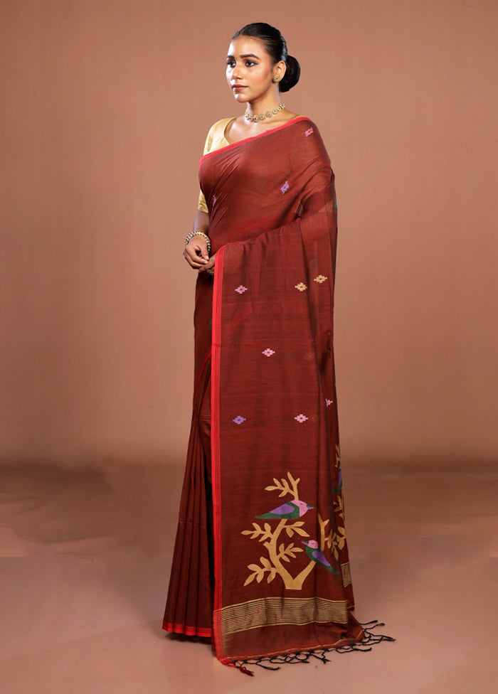 Maroon Matka Silk Saree With Blouse Piece
