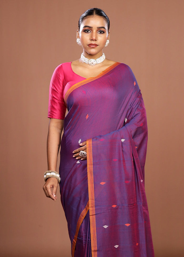 Purple Matka Silk Saree With Blouse Piece