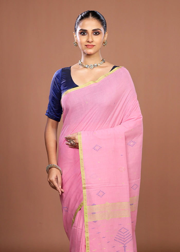 Pink Matka Silk Saree With Blouse Piece