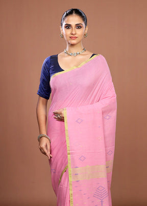 Pink Matka Silk Saree With Blouse Piece
