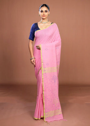 Pink Matka Silk Saree With Blouse Piece