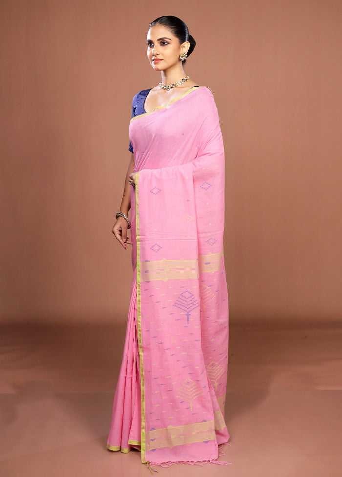 Pink Matka Silk Saree With Blouse Piece