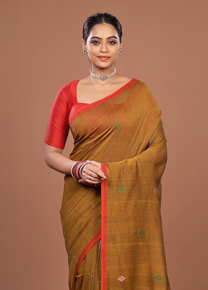 Yellow Matka Silk Saree With Blouse Piece